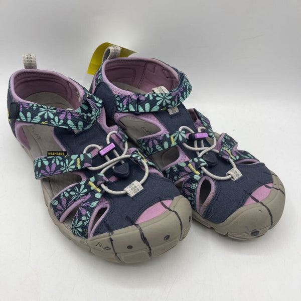 Size 5Y: Keen Purple Floral Toggle/Velcro Strap Sandals
