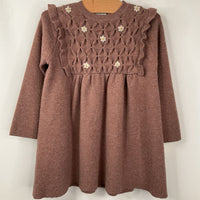 Size 4-5: Zara Brown Floral Knitted Long Sleeve Dress