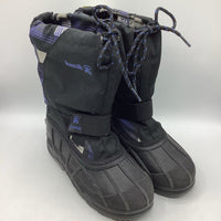 Size 4Y: Kamik Black/Blue Insulated Snow Boots