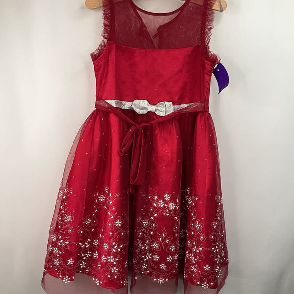 Size 6: Jona Michelle Red/Shimmery Floral Tank Dress
