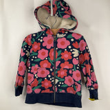 Size 3 (90): Hanna Andersson Blue/Pink Floral Zip-Up Hoodie