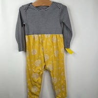 Size 18-24m: Tea Blue Striped/Yellow Floral Romper
