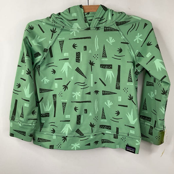 Size 2: Patagonia Green Leaves Hooded Long Sleeve Shirt