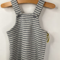 Size 2 (85): Hanna Andersson White/Grey Striped Tank Romper