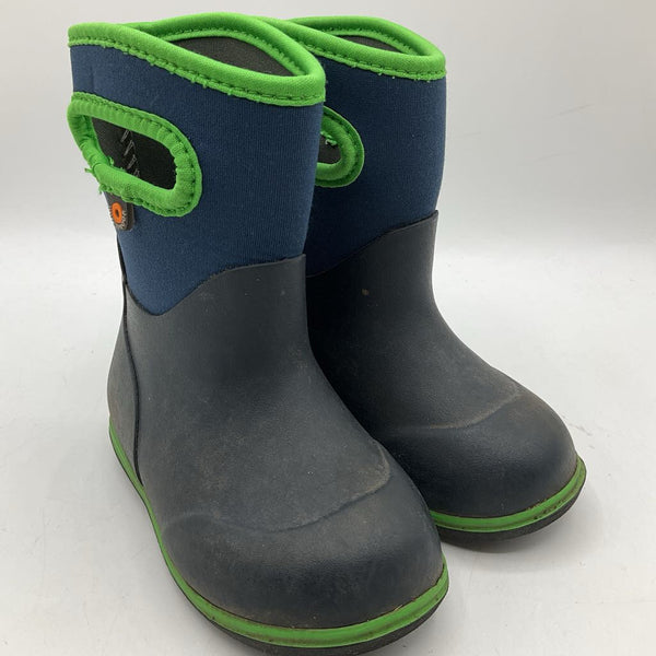Size 6: Bogs Green/Blue/Black Insulated Rain Boots