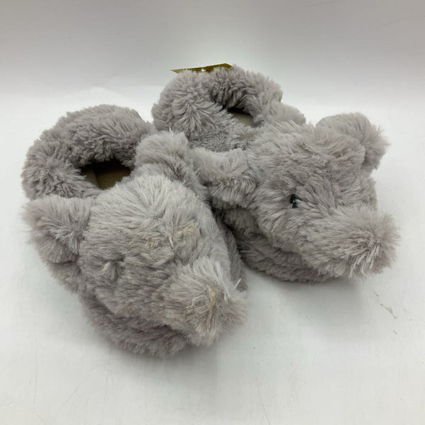 Size 5-6: Grey Elephant Fuzzy Slippers