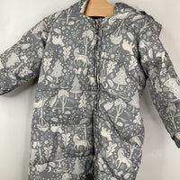 Size 3-6m: Lands End Grey/White Forest Puffy Bunting