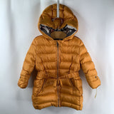 COLLECTIONS CORNER Size 12m: Burberry Yellow Poly Fill Zip Up Hooded Puffer Coat