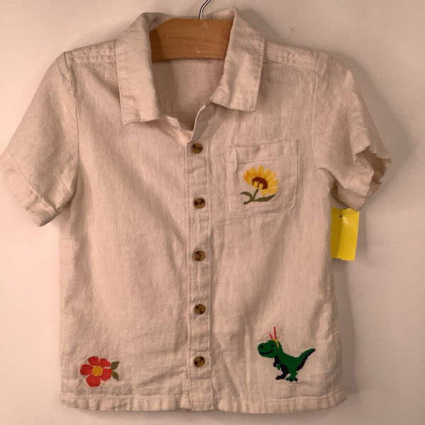Size 3: Old Navy Yellow White Checked Short Sleeve Button Up Shirt