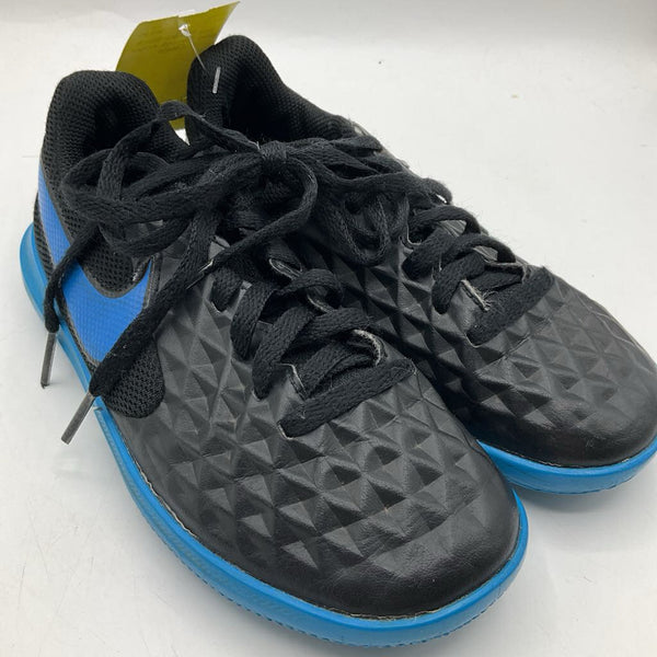 Size 12: Nike Black Blue Swoosh Indoor Cleats