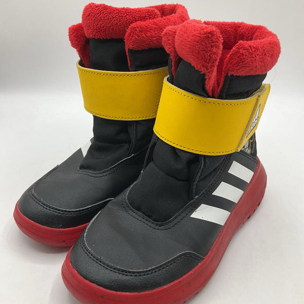 Size 13.5: Adidas Disney Mickey Mouse Winter Black White Red Velcro Boots