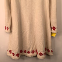 Size 6-7 (120): Hanna Andersson White/Red Deer Knitted Long Sleeve Dress