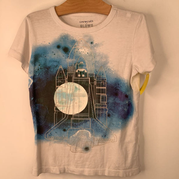 Size 4-5: Crewcuts White/Blue Rocket T-Shirt