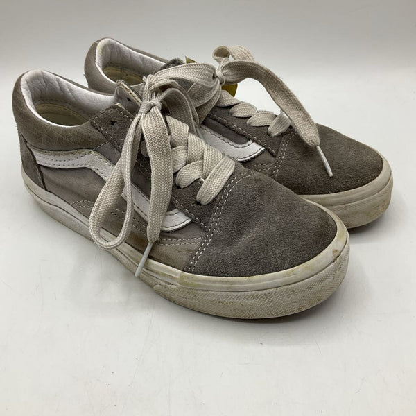 Size 1Y: Vans White/Grey Lace-Up Sneakers