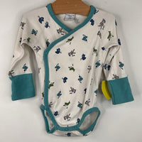 Size 4-6m: Polarn O Pyret White/Blue Animal Long Sleeve Onesie