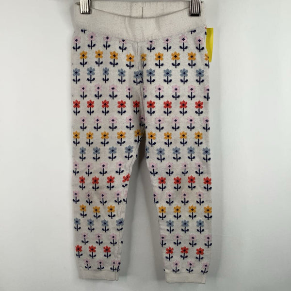 Size 3 (90): Hanna Andersson White/Colorful Floral Knitted Pants