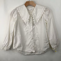 Size 9: Zara White Collared Button-Up Long Sleeve Shirt