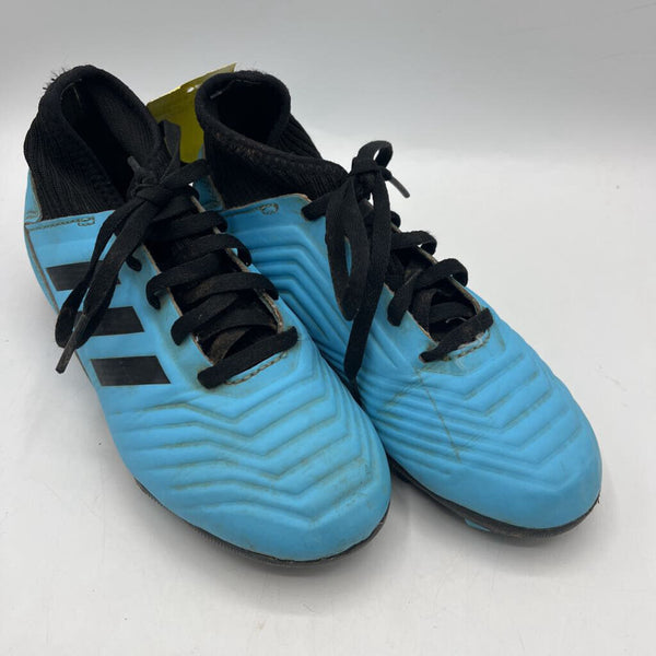 Size 1Y: Adidas Black/Blue Lace-Up Soccer Cleats