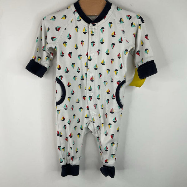 Size 1-2m: Polarn O Pyret White Ship Print 1pc PJs