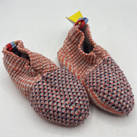 Size 5-7: Bombas Orange/Blue/Brown Knitted Slippers
