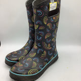Size 6Y: Bogs Black Rainbow Print Rain Boots