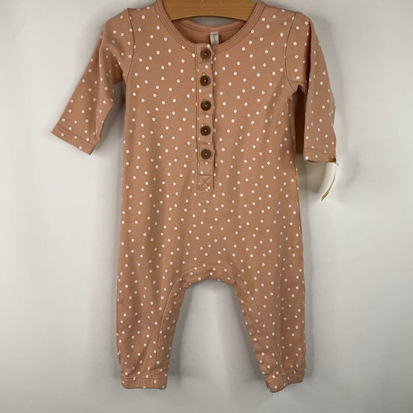 Size 3-6m: Quincy Mae Faded Orange/White Polka Dots Romper