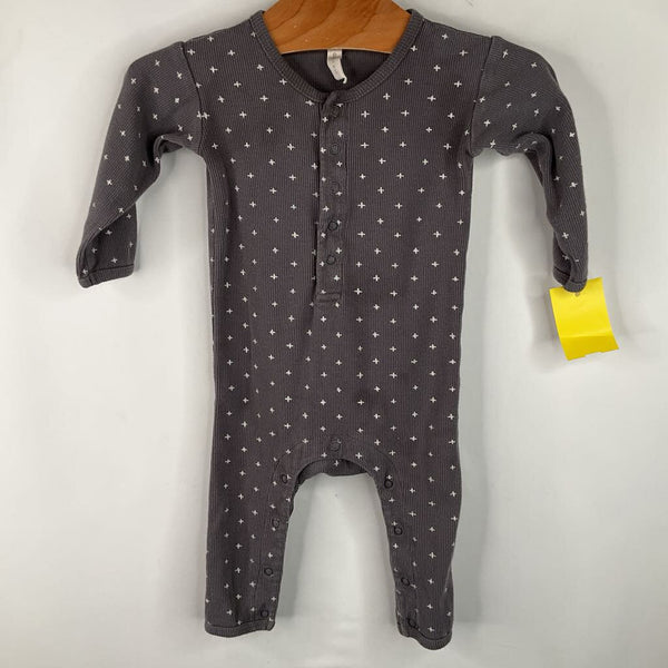 Size 3-6m: Quincy Mae Grey/White "+" Romper