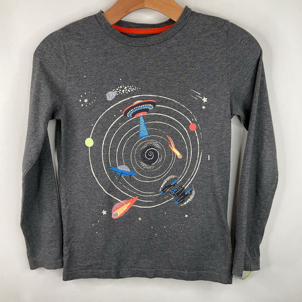 Size 9-10: Mini Boden Grey UFO Print Long Sleeve Shirt
