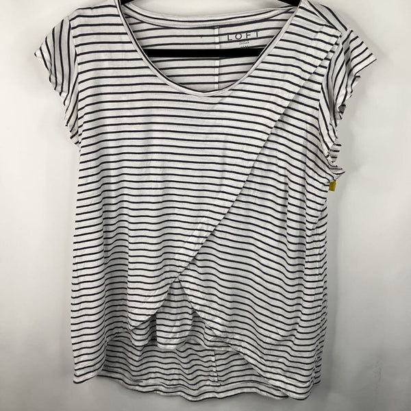 Size M: Loft Black White Striped T-Shirt