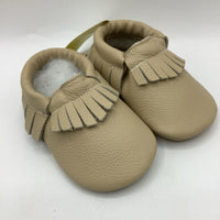 Size 5.5: Bird Rock Baby Beige Leather Moccasin