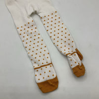 Size 0-3m: White Orange Knitted Tights