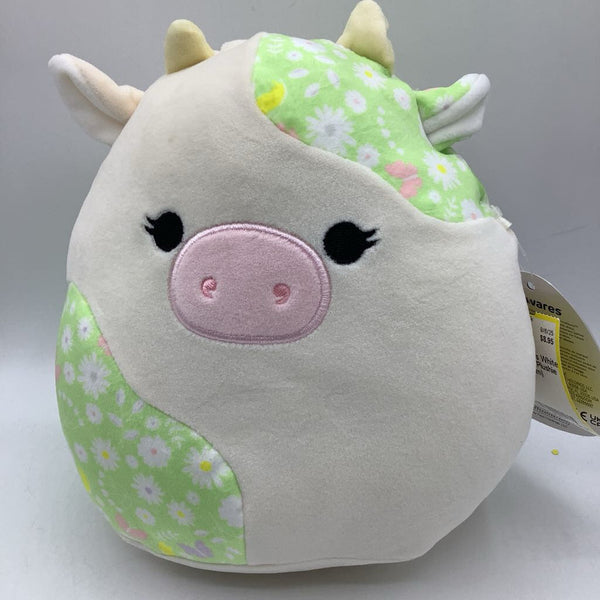 Size M: Squishmallows White Green Cow Plushie (Medium)