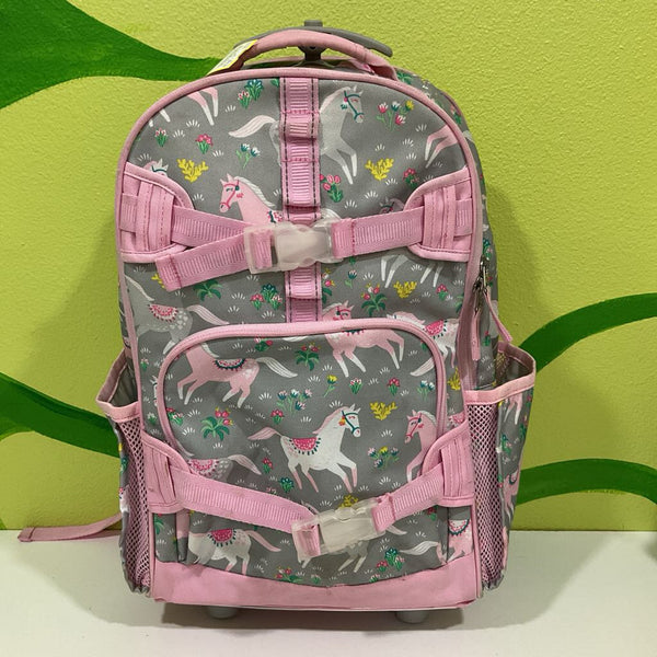 Grey/Pink Horse Rolling Backpack