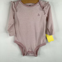 Size 6-12m: Gap Pink/White Long Sleeve Onesie