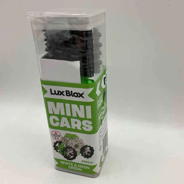 Lux Blox White & Neon Green Mini Buildable Cars