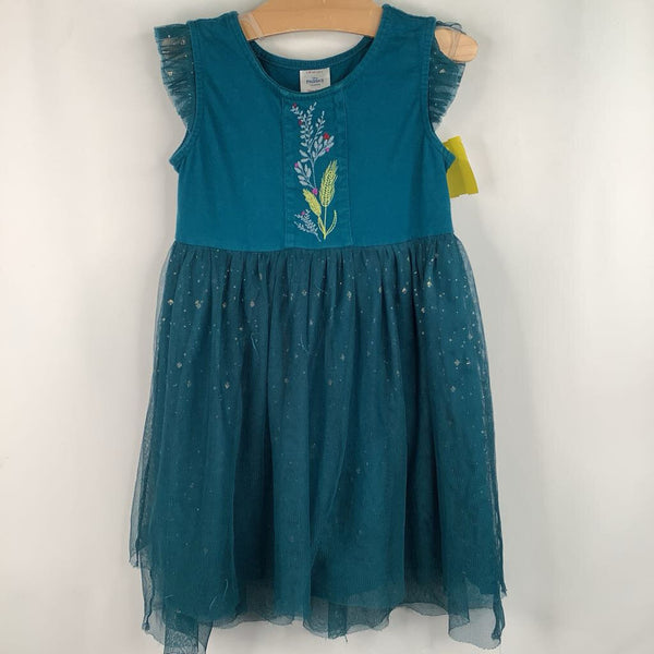 Size 5 (110): Hanna Andersson Teal Blue Frozen II Tank Dress