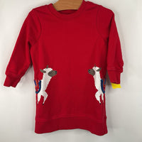 Size 3 (90):Hanna Andersson Red Llama Applique Long Sleeve Sweatershirt Dress