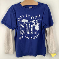Size 5 (110): Hanna Andersson Blue "Life Is Better On The Slopes" Long Sleeve Shirt