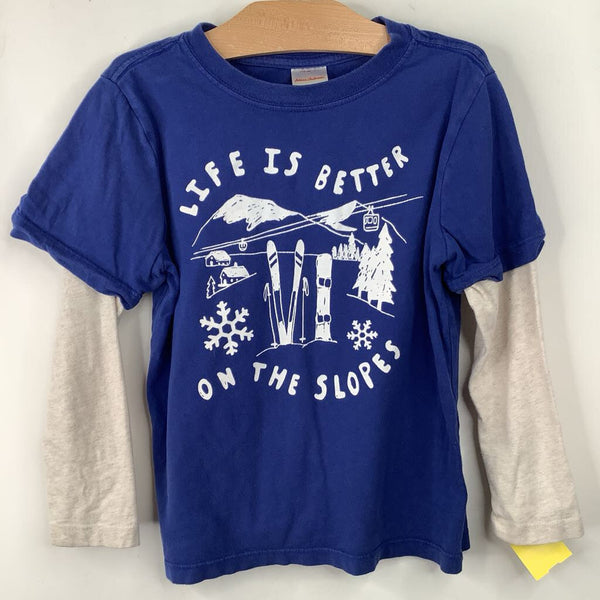 Size 5 (110): Hanna Andersson Blue "Life Is Better On The Slopes" Long Sleeve Shirt