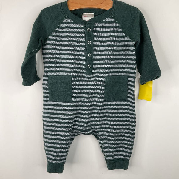 Size 3-6m (60): Hanna Andersson Green White Striped Romper