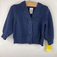 Size 4 (100): Hanna Andersson Blue Knitted Button Up Sweater