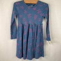 Size 4 (100): Hanna Andersson Blue Pink Floral Long Sleeve Knitted Dress