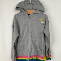 Size 6-7 (120): Hanna Andersson Grey Rainbow Zip Up Sweatshirt Hoody