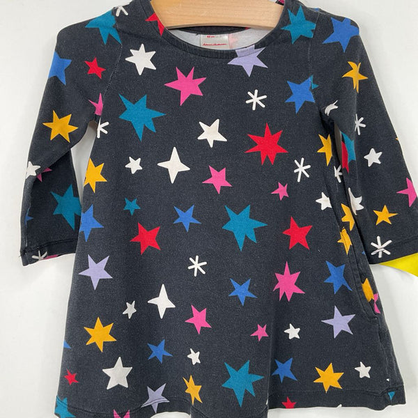 Size 2 (85): Hanna Andersson Black Colorful Stars Long Sleeve Dress