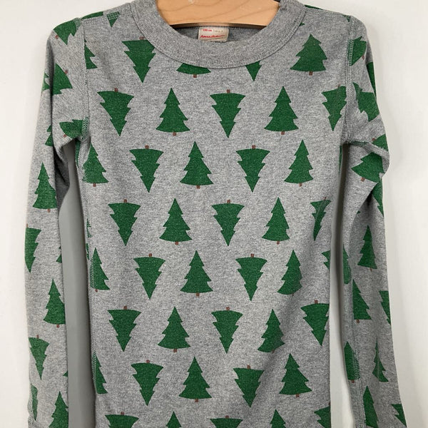 Size 6-7 (120): Hanna Andersson Grey Green Tree 2pc Pjs