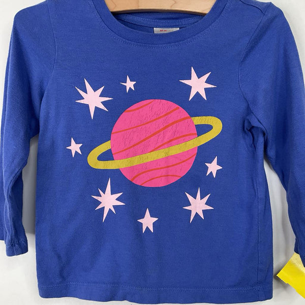 Size 2 (85): Hanna Andersson Blue Pink Saturn Long Sleeve Shirt