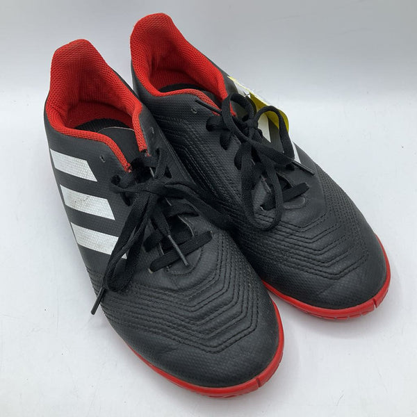Size 5.5Y: Adidas Black/Red Lace-Up Indoor Soccer Cleats