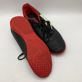 Size 5.5Y: Adidas Black/Red Lace-Up Indoor Soccer Cleats