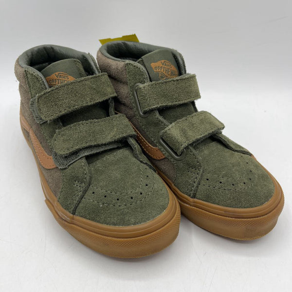 Size 13: Vans Green/Brown Velcro Strap Sneakers
