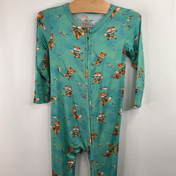 Size 2: Posh Peanut Blue Fishing Fox 1pc Footy PJs -NEW W/Tag